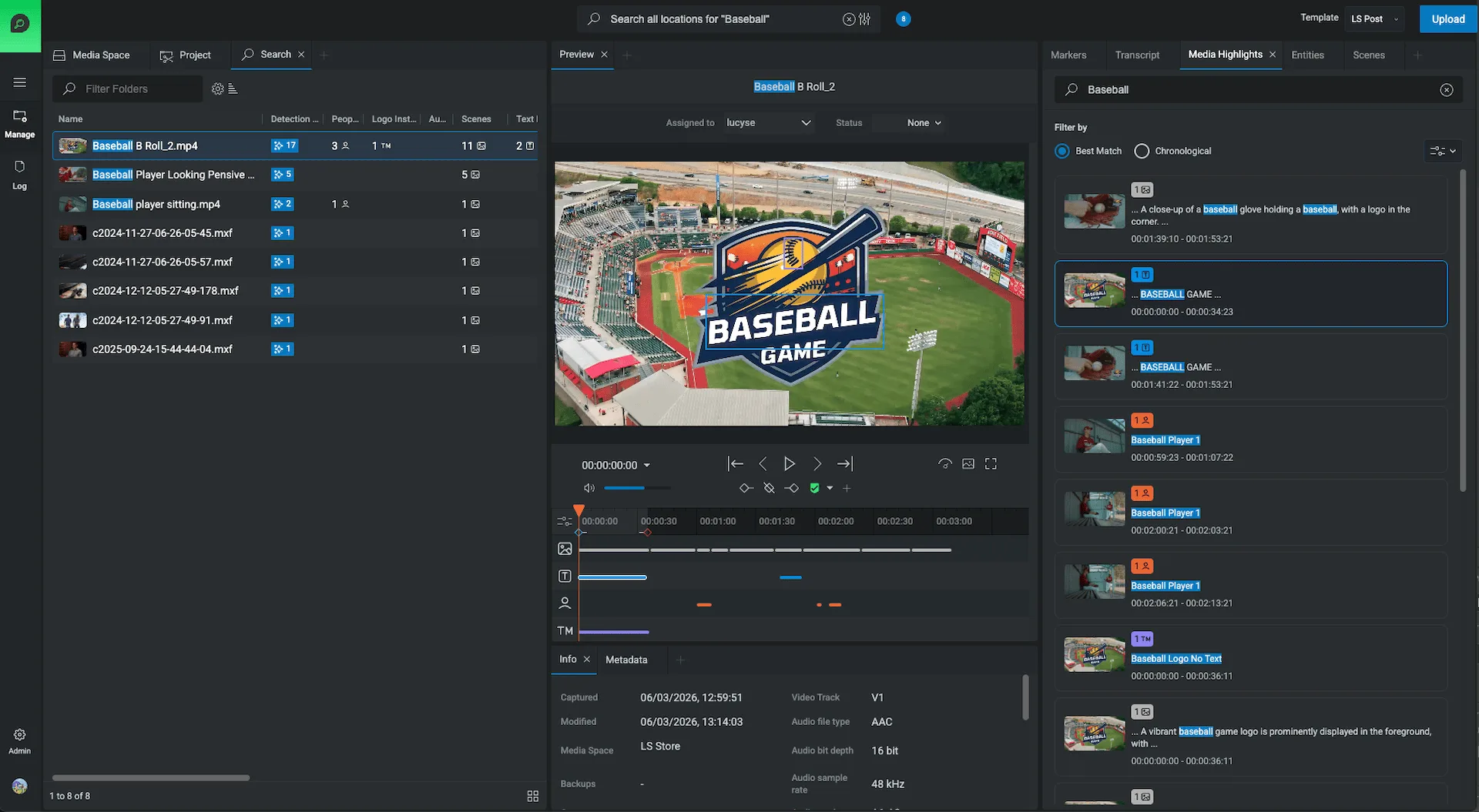 FLOW AI search returning clips by what is inside the footage